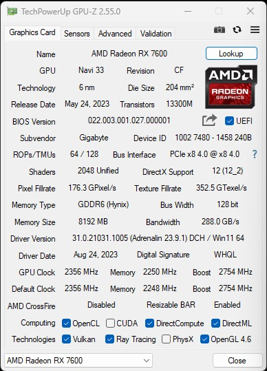 rx7600gpu-z rx7600 gpu-z