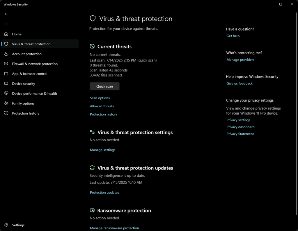 Windows 11 Windows Security